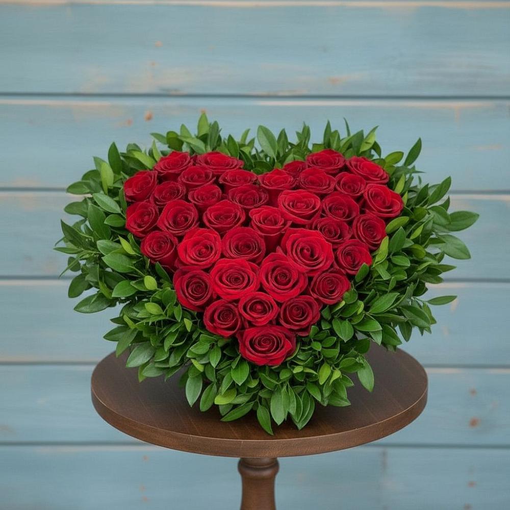 Цветочная композиция из Розы в виде сердца в Каменске-Шахтинском