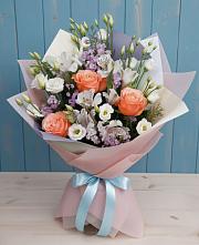 Букет цветов из:  Лизиантусы, Розы, Альстромерии и Гипсофила #REPLACE_PRED# Каменске-Шахтинском