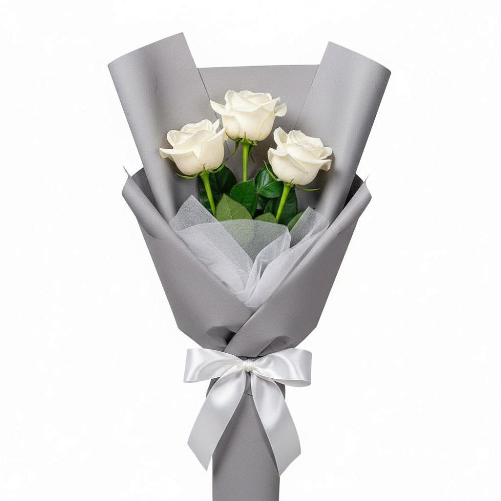 Букет 3 белые розы в Каменске-Шахтинском