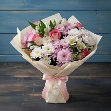 Букет цветов из:  Хризантемы, Альстромерии и Розы в Каменске-Шахтинском