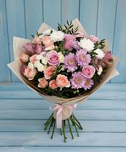 Букет цветов из:  Хризантемы, Розы и Альстромерии в Каменске-Шахтинском